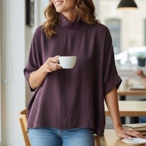 Aritzia Babaton Hamish Oversized Flowy Turtleneck Poncho w/Dolman Sleeve Tunic